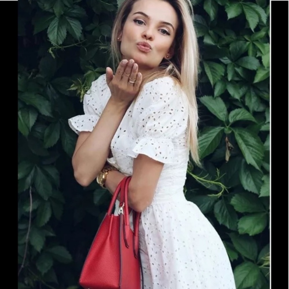 Zara Ivory Eyelet Button white dress 0718/101